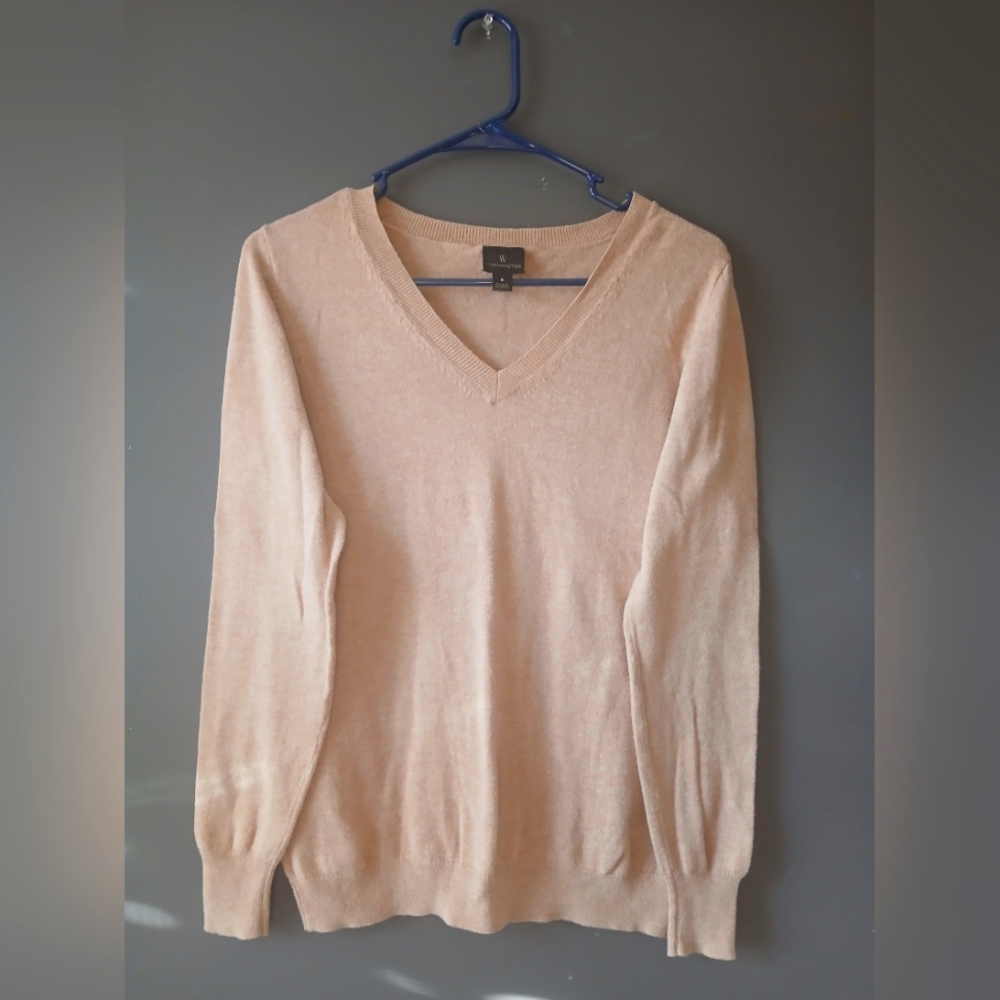 WORTHINGTON WOMENS TAN LONG SLEEVE CREW NECK SWEATER SIZE SMALL